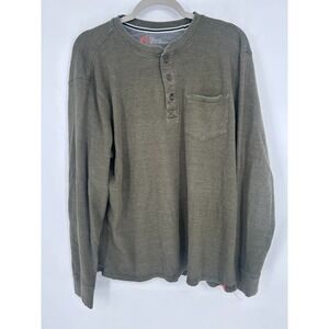 Mens Gray The American Outdoorsman Henley Shirt Waffle Knit Size XL Rustic Norm